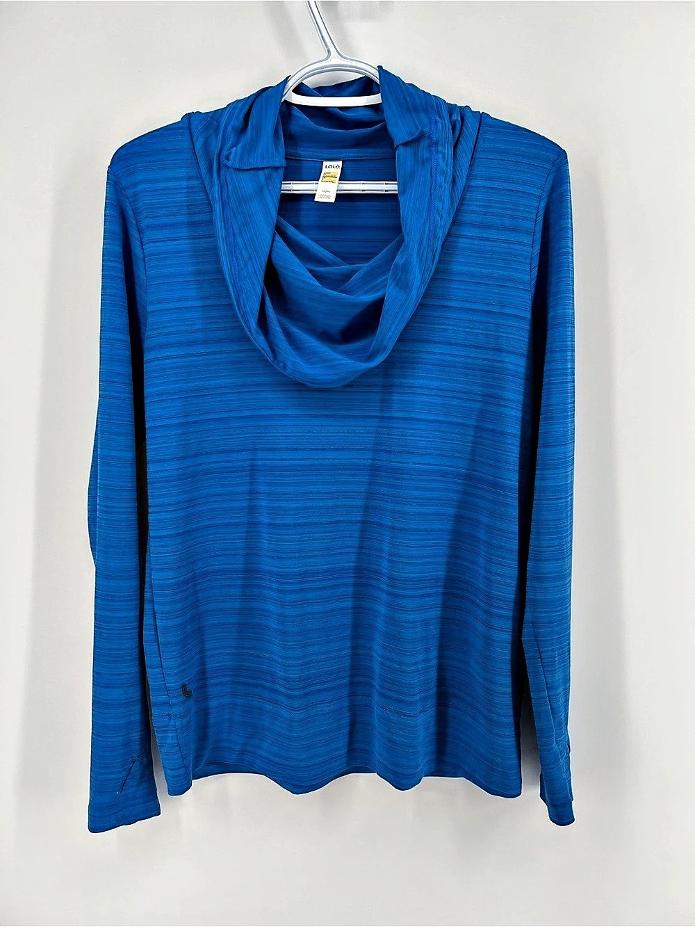 Lolë Women’s Medium Blue Cowl Neck Pullover Top Blue - Adjustable Cowl